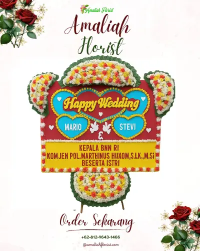 Karangan Papan Bunga Pernikahan di Sumublor